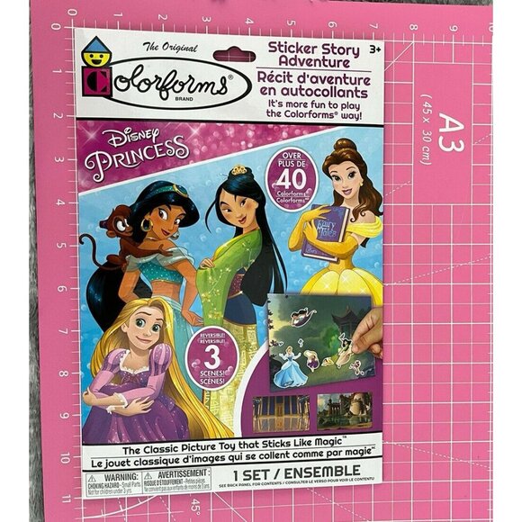 Colorform Disney Princess Sticker Story Adventure Belle Rapunzel Mulan Jasmine - Picture 2 of 5